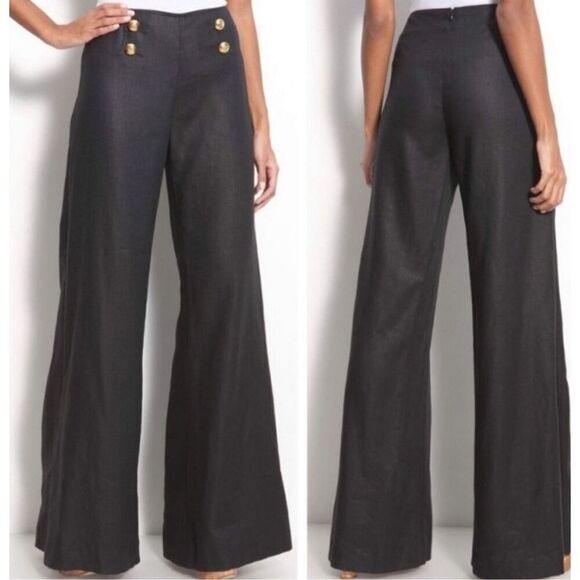 LAFAYETTE 148 Womens Orange Zippered Pocketed Wide Leg Capri High Waist Pants main image 1